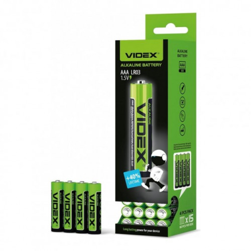 Батарейка лужна Videx LR03/AAA 4шт SHRINK
