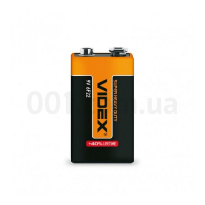Батарейка сольова 6F22/9V (Крона) упаковка shrink, VIDEX