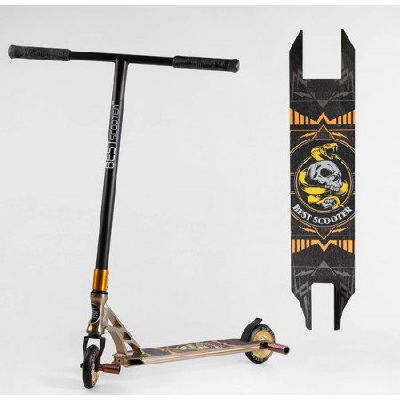 Самокат трюковий 26781 Best Scooter (4) HIC-система, ПЕГИ, алюмінієвий диск та дека, АНОДОВАНЕ ФАРБУВАННЯ, колеса PU, d = 110мм, ширина керма 60 см