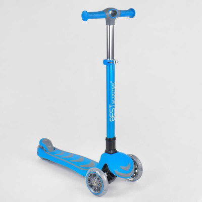Самокат триколісний 38603 (4) Best Scooter, БЛАКИТНИЙ, складне алюмінієве кермо, 4 колеса PU зі світлом, d = 12 см Самокат триколісний 38603 (4) Best Scooter, БЛАКИТНИЙ, складне алюмінієве кермо, 4 колеса PU зі світлом, d = 12 см