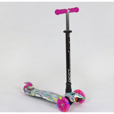 Самокат А 25535 /779-1333 MAXI "Best Scooter" (1) пластмассовый, 4 колеса PU, СВЕТ, трубка руля алюминиевая, d=12см, в коробке