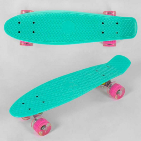 Скейт Пенни борд 6060 (8) Best Board, ГОЛУБОЙ, СВЕТ, доска=55см, колёса PU  d=6см