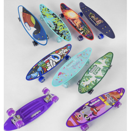 Скейт Пенні борд C 40310 (8) Best Board, 6 кольорів, дошка = 55см, колеса PU зі світлом, діаметр 6 см
