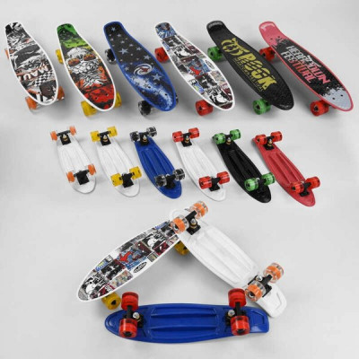 Скейт Пенні борд S 00164 Best Board (6) 6 видів, колеса PU, d = 6 см, світяться [Пакет]