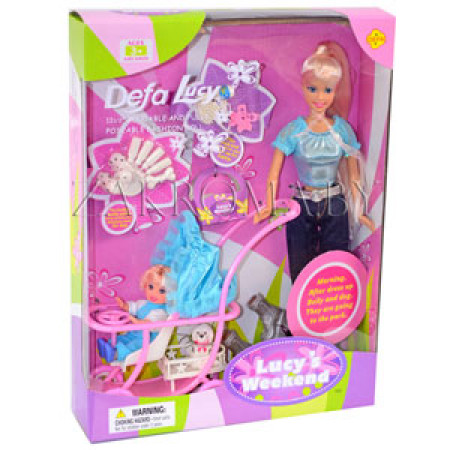 Кукла "Defa Lucy" 20958 (24шт/2) 3 вида, с куколкой, коляской, собачкой, 29см, в кор.26*6,5*34см