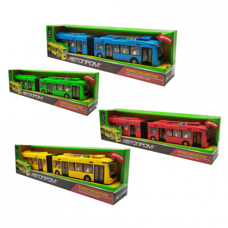 Тролейбус  "Автопром" 7991ABCD, на батарейках, 4 кольори, світло, звук, в коробці р. 45*8,2*6,5см