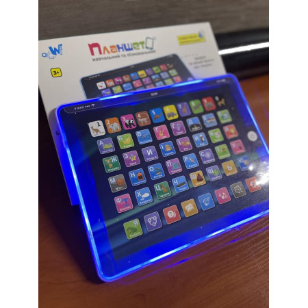 Планшет TK 09912 (36) "WToys", ОЗВУЧУВАННЯ УКРАЇНСЬКОЮ МОВОЮ, 7 режимів, LED підсвічування, абетка, цифри, загадки, пісні, іспит, в коробці