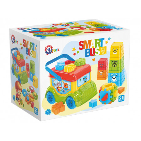 Іграшка для розвитку "Автобус" 0389 (9) "Technok Toys", сортер, куб, пірамідка, у коробці