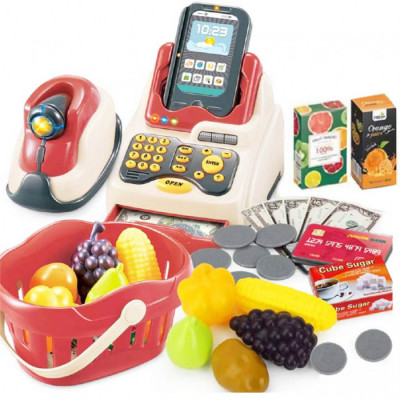 Касовий апарат 668-93 2в1, сканер, продукти, кошик, гроші, 18 пред.,муз.,світло,бат.,кор.,34-21-17см