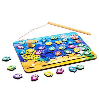Дерев`яна іграшка "Риболовля-Абетка" АртА4-40272 р. 26.5*18.5*2.5 см. PuzzleOk