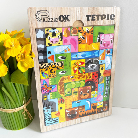 Розвиваюча дерев`яна іграшка "Тетріс Тварини" Puz-22924 PuzzleOK