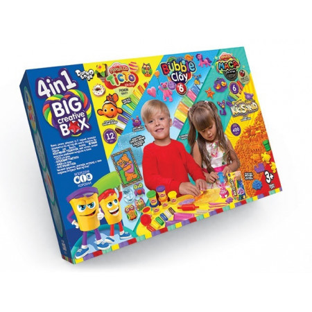 Набір 4в1 Big creative box (тесто для лепки + кинет песок) BCRB-01-01U "Danko toys"