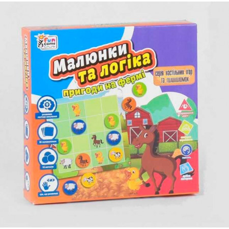 Настільна гра "Малюнки та логіка Пригоди на фермі" UKB-B 0031 (12) "4FUN Game Club" українською мовою, в коробці